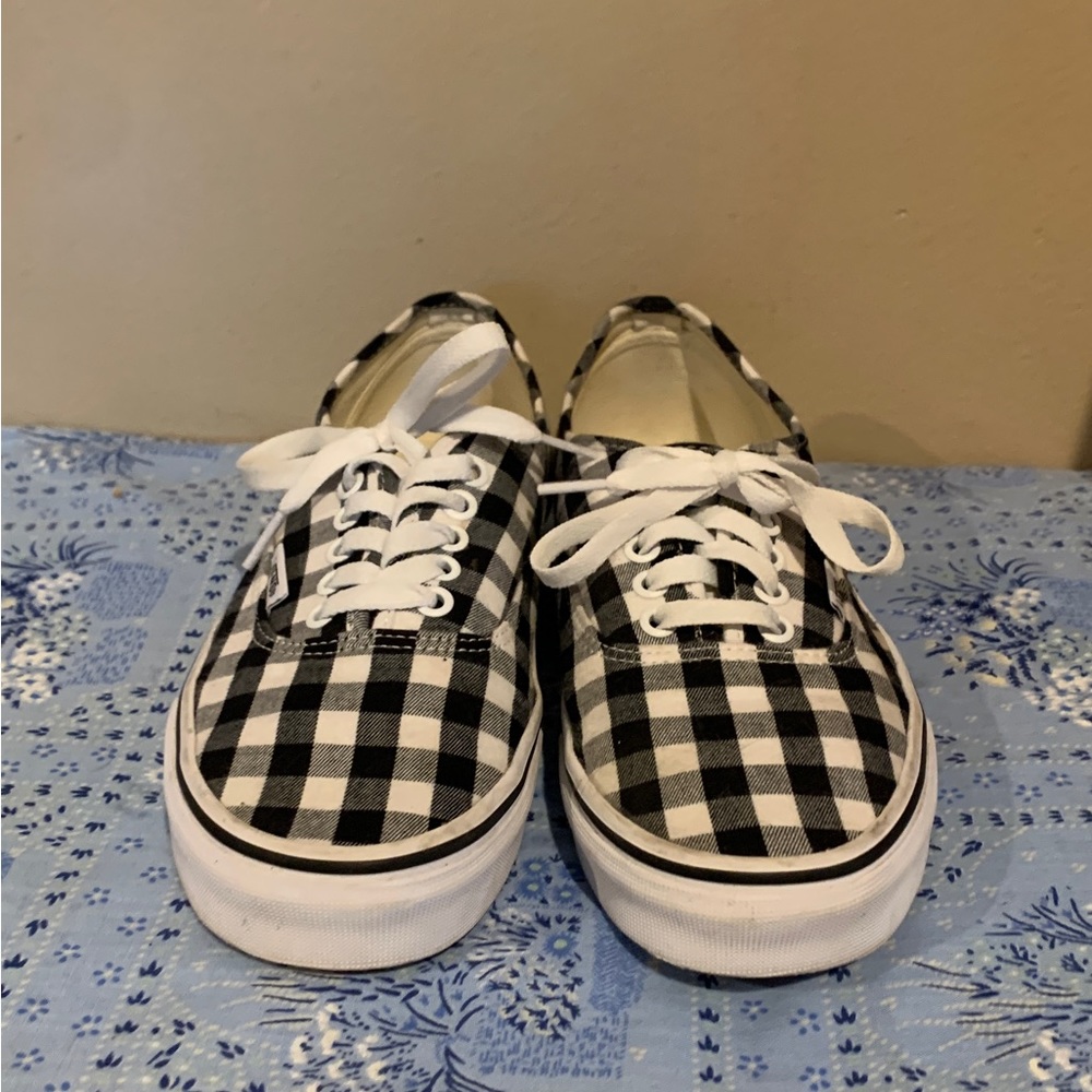 Vans Unisex Men’s (6.5) Women’s (8) Gingham Black White Lace Up Sneakers